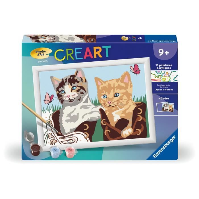 CreArt Kids 18x24cm, Paint by Numbers, Kittens and Shoes, Paint by Numbers Kit, Ages 7+, 25528, Ravensburger