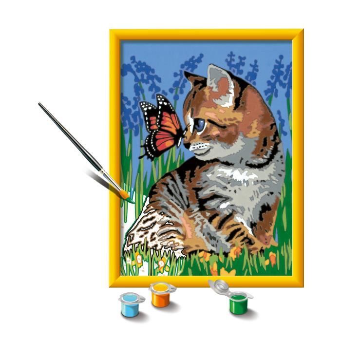 CreArt Kids 18x24cm Cat and his companion the butterfly, Paint by numbers kit, Art Number, Ages 9, 25813, Ravensburger