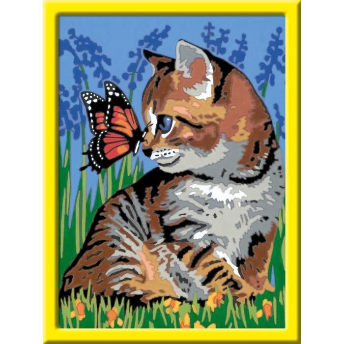 CreArt Kids 18x24cm Cat and his companion the butterfly, Paint by numbers kit, Art Number, Ages 9, 25813, Ravensburger