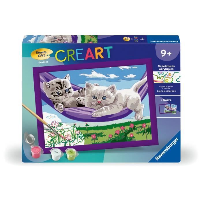 CreArt Kids 18x24cm Kittens in the Hammock, Paint by Numbers Kit, Ages 9+, 25828, Ravensburger