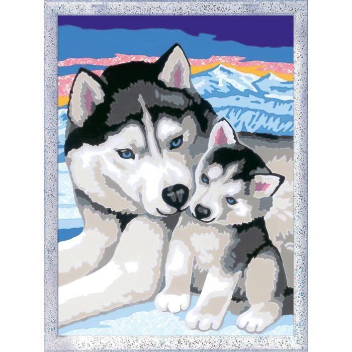 CreArt Kids 18x24cm Sweet Husky Kisses, Paint by Numbers Kit, Art Number, Ages 7+, 25829, Ravensburger