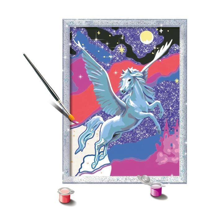 CreArt Kids 18x24cm Sparkling Pegasus, Paint by Numbers Kit, Art Numbers, Ages 7+, 25830, Ravensburger