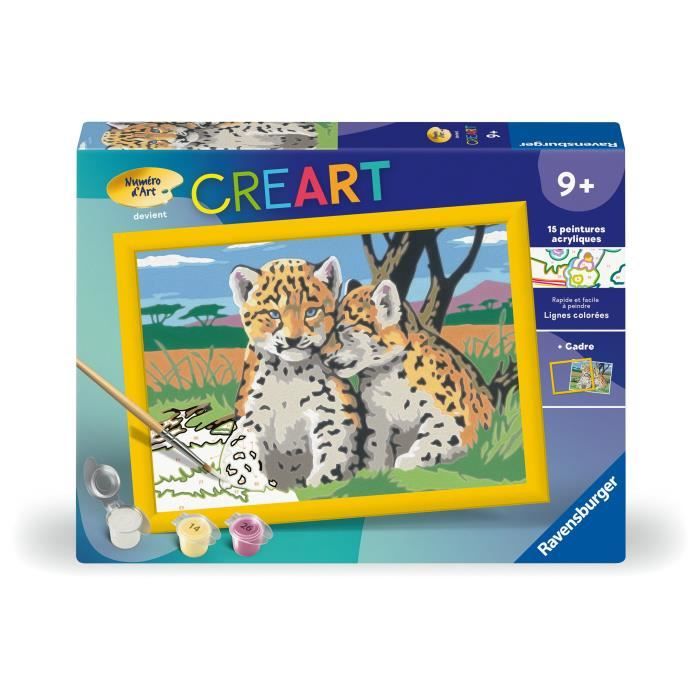 CreArt Kids 18x24cm Little Leopards, Paint by Numbers Kit, Ages 9+, 25832, Ravensburger