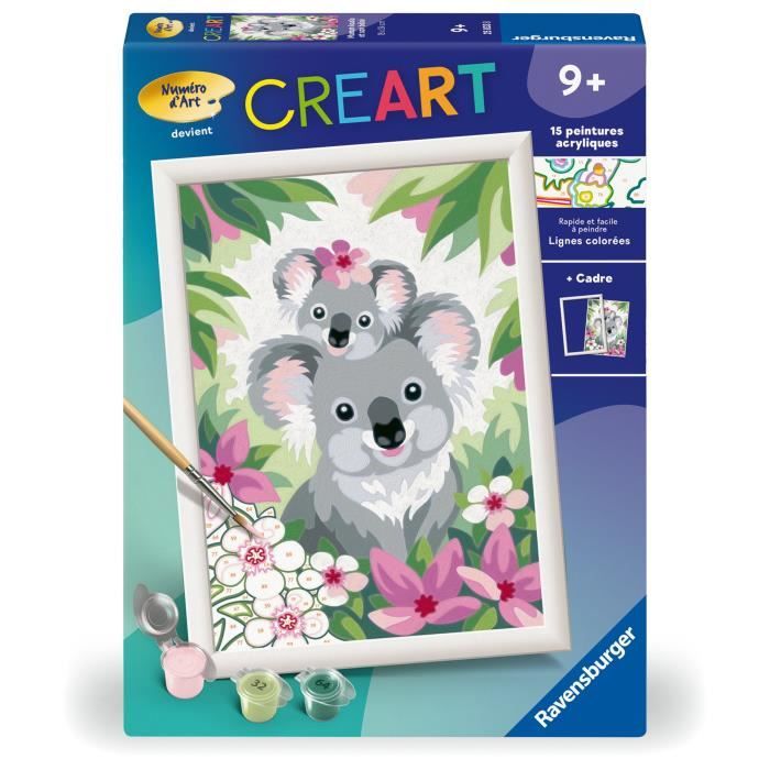 CreArt Kids 18x24cm Koala Mom and Baby, Paint by Numbers Kit, Art Numbers, Ages 9+, 25833, Ravensburger