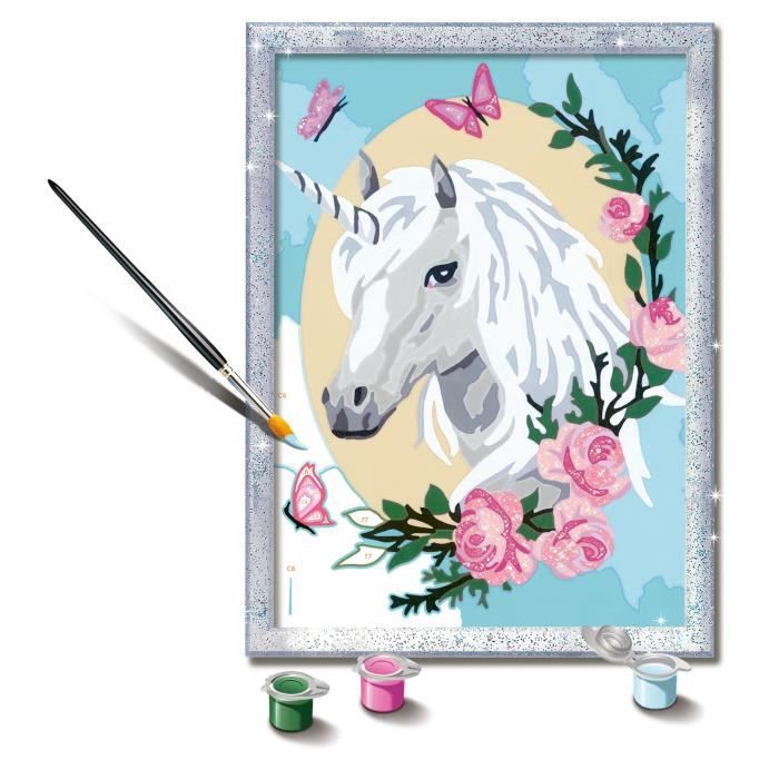 CreArt Kids 18x24cm Flowery Unicorn, Ages 9+, Paint by Numbers Kit, Art Number, 25834, Ravensburger