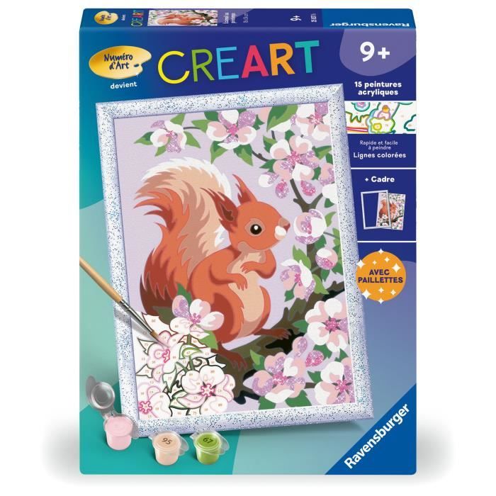 CreArt Kids 18x24cm Squirrel in Spring, Paint by Numbers Kit, Ages 9+, 25837, Ravensburger
