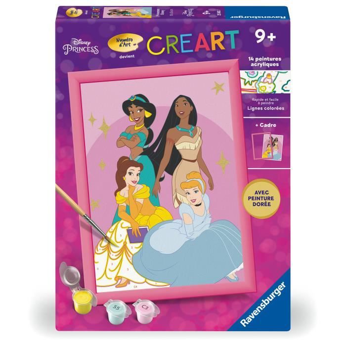 CreArt Kids 18x24cm Disney Princess, Paint by Numbers Kit, Ages 7+, 25843, Ravensburger