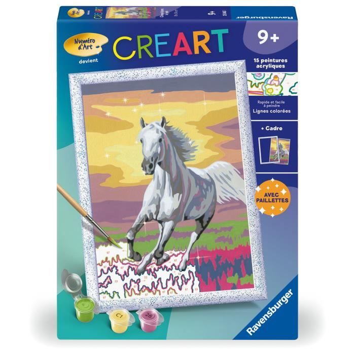 CreArt Kids 18x24cm Horse in the Meadow, Paint by Numbers Kit, Art Number, Ages 7+, 25845, Ravensburger