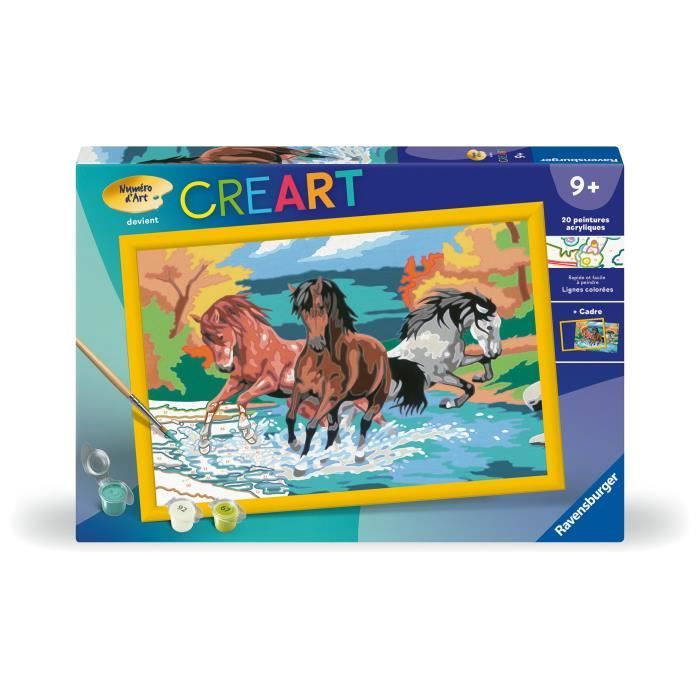CreArt Kids 31x21cm Horse Herd, Paint by Numbers Kit, Art Number, Ages 9+, 25846, Ravensburger