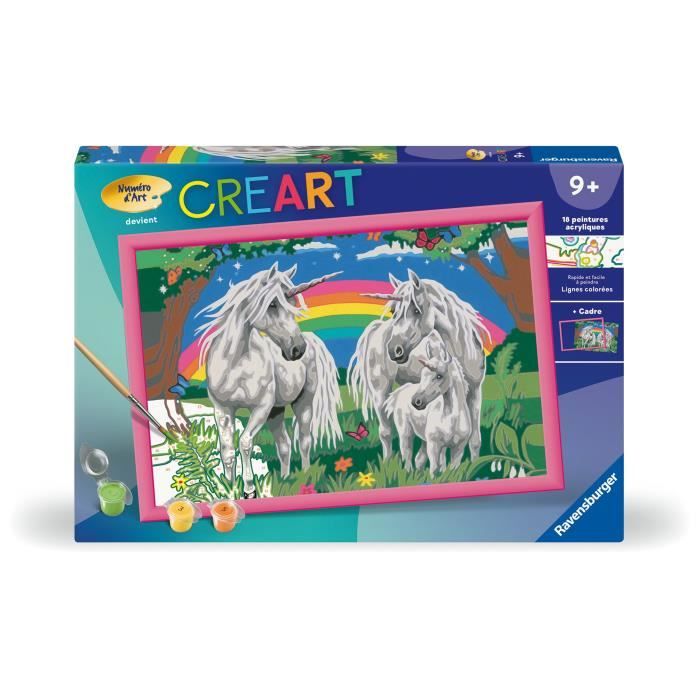 CreArt Kids 31x21cm Unicorn Land, Paint by Numbers Kit, Art Number, Ages 9+, 25849, Ravensburger