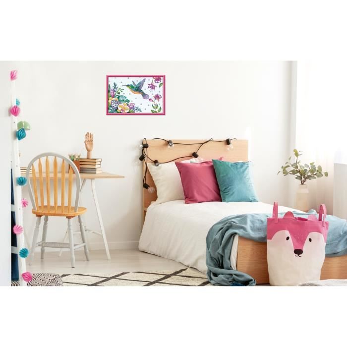 CreArt Kids 31x21cm Hummingbird and Exotic Flowers, Paint by Numbers Kit, Art Number, Ages 7+, 25851, Ravensburger