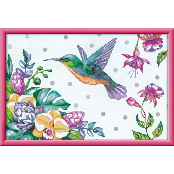 CreArt Kids 31x21cm Hummingbird and Exotic Flowers, Paint by Numbers Kit, Art Number, Ages 7+, 25851, Ravensburger