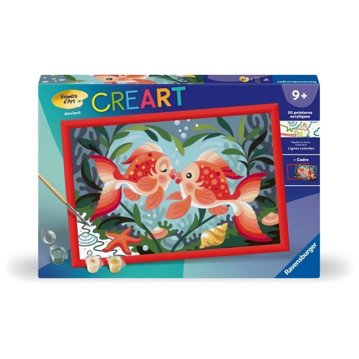 CreArt Kids 31x21cm Fish Kisses, Paint by Numbers Kit, Art Number, Ages 7+, 25853, Ravensburger