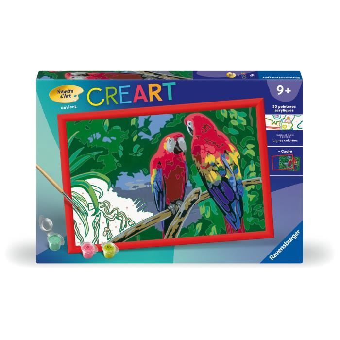 CreArt Kids 31x21cm Parrots, Paint by Numbers Kit, Ages 7+, 25854, Ravensburger