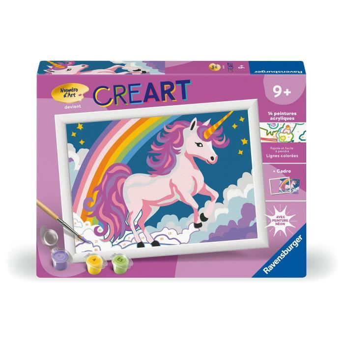 CreArt Kids 18x24cm Neon Unicorn, Paint by Numbers Kit, Ages 7+, 25904, Ravensburger