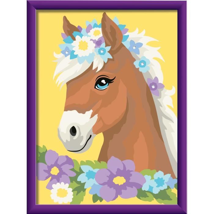 CreArt Kids 18x24cm Flowery Horse, Paint by Numbers Kit, Art Number, Ages 7+, 25906, Ravensburger