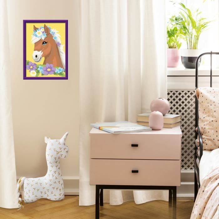 CreArt Kids 18x24cm Flowery Horse, Paint by Numbers Kit, Art Number, Ages 7+, 25906, Ravensburger