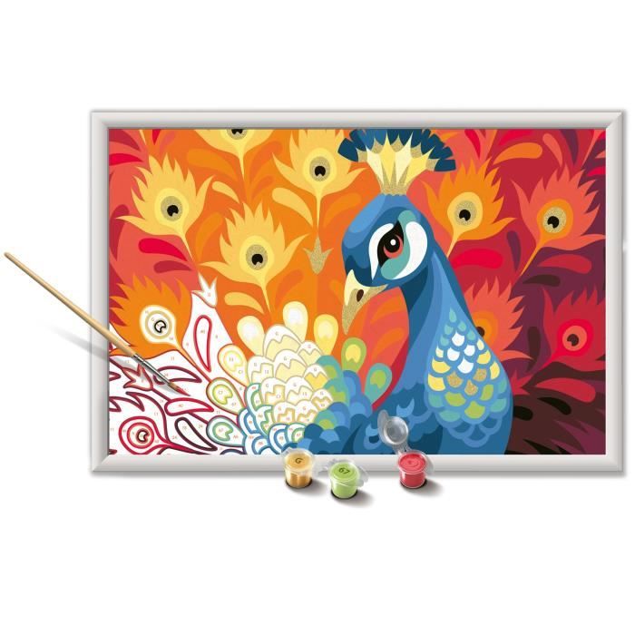 CreArt Kids 31x21cm Peacock, Paint by Numbers Kit, Ages 9+, 25907, Ravensburger