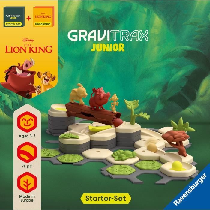 Gravitrax Junior Starter Set The Lion King, Marble Run, 71 Pieces, Ages 3 and Up, 73437, Ravensburger