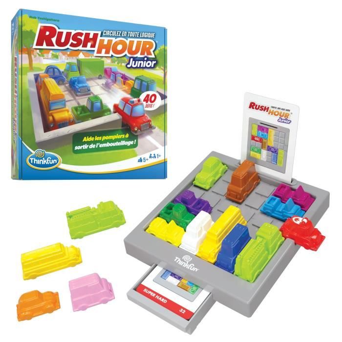 ThinkFun-Rush Hour Junior-Logic game-Puzzle-Traffic jam-40 challenges 4 levels-1 player or more from 5 years old-Ravensburger-76604