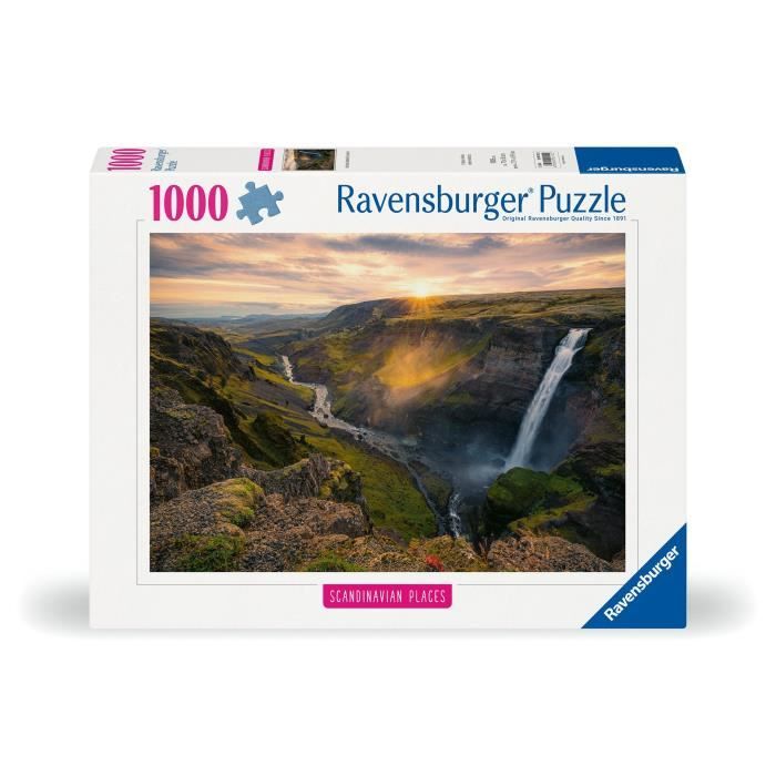 Ravensburger-Puzzle 1000p-Háifoss Waterfall, Iceland (Highlights)-Adults & Children-From 14 years old-Premium quality puzzle-12000110