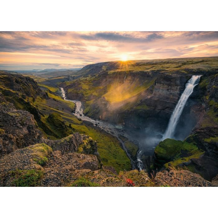 Ravensburger-Puzzle 1000p-Háifoss Waterfall, Iceland (Highlights)-Adults & Children-From 14 years old-Premium quality puzzle-12000110