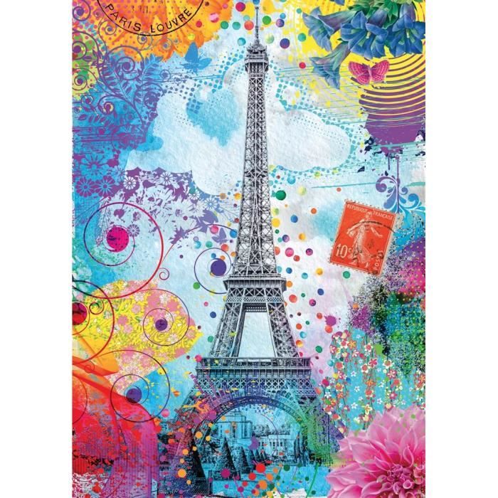Nathan-Puzzle 1500 pieces-Multicolored Eiffel Tower/Lars Stewart-Adults and children from 14 years old-Premium quality puzzle-12000950