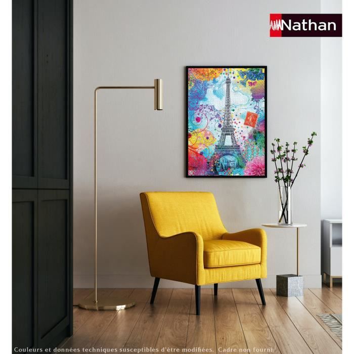 Nathan-Puzzle 1500 pieces-Multicolored Eiffel Tower/Lars Stewart-Adults and children from 14 years old-Premium quality puzzle-12000950
