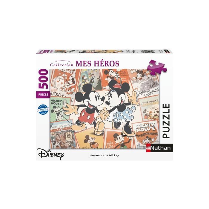 Nathan-Puzzle 500 pieces-Mickey/Disney Memories-Adults and children from 12 years old-Premium quality puzzle-12000969