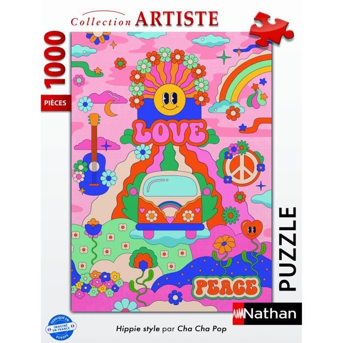 1000 Piece Hippie Style / Cha Cha Pop Puzzle, Ages 14, Premium Quality Puzzle, Artist Collection, 12001443, Nathan