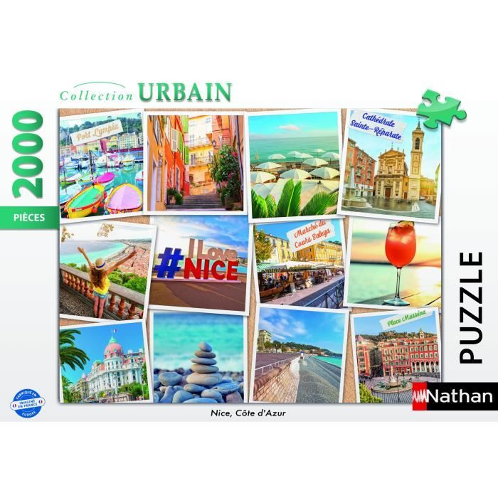 2000-piece puzzle, Nice, Côte d'Azur, Adults and children from 14 years old, Urban Collection, France, 12001613, Nathan