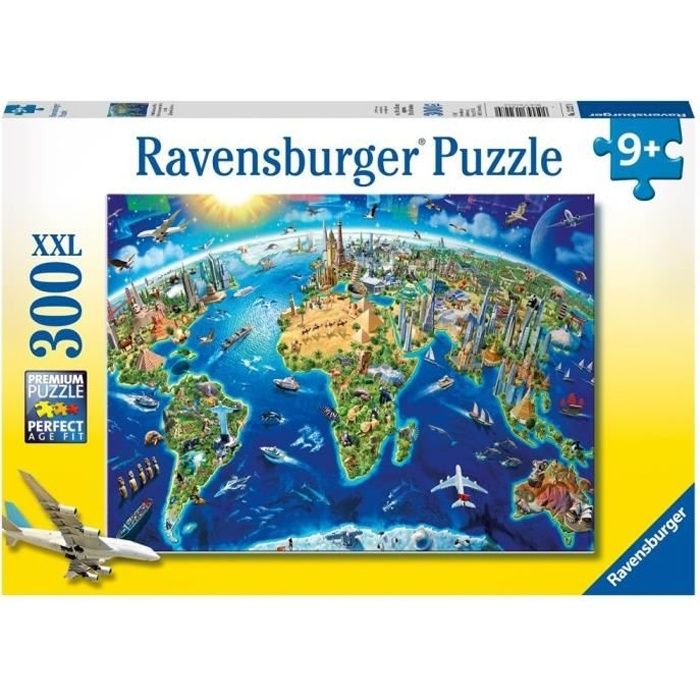 Puzzle 300 p XXL - Map of the monuments of the world