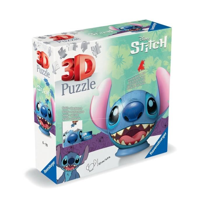 3D Puzzle Ball Disney Stitch 72 pieces, Ages 6, Ravensburger, 11574