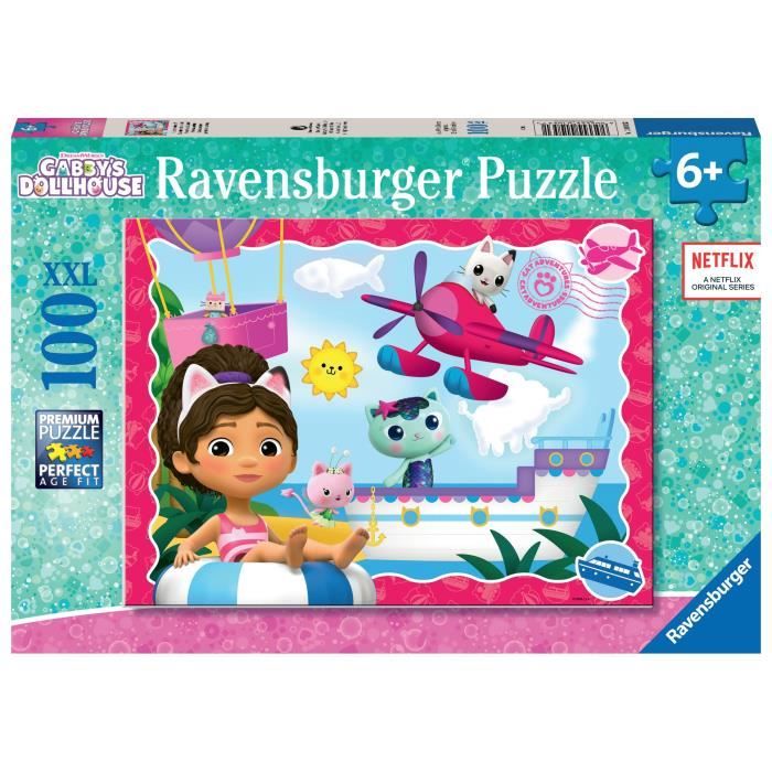 Ravensburger-GABBY'S DOLLHOUSE-100 piece XXL puzzle - The adventure of the cats! / Gabby's dollhouse-4005555010531-Ages 6 and up