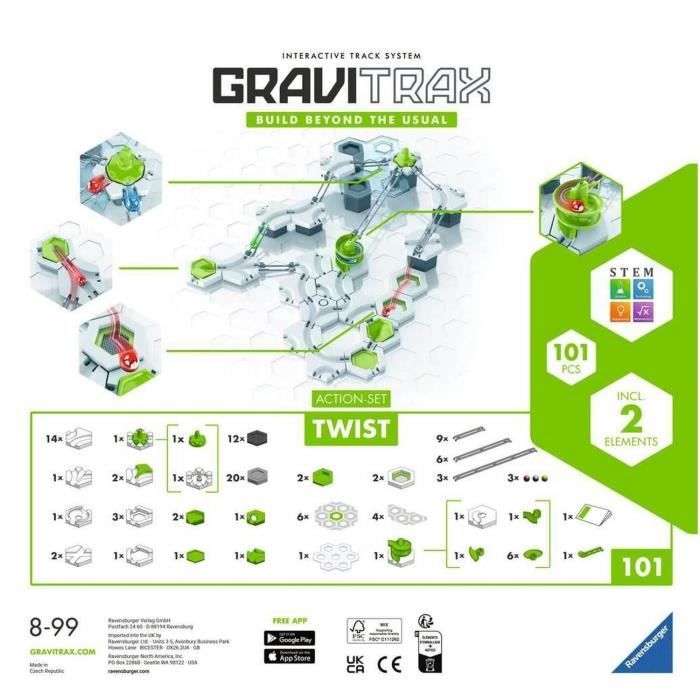 Gravitrax Starter Set Twist 101 pieces, Marble Run, Creative Construction Game, Ages 8 and up, 22576, Ravensburger