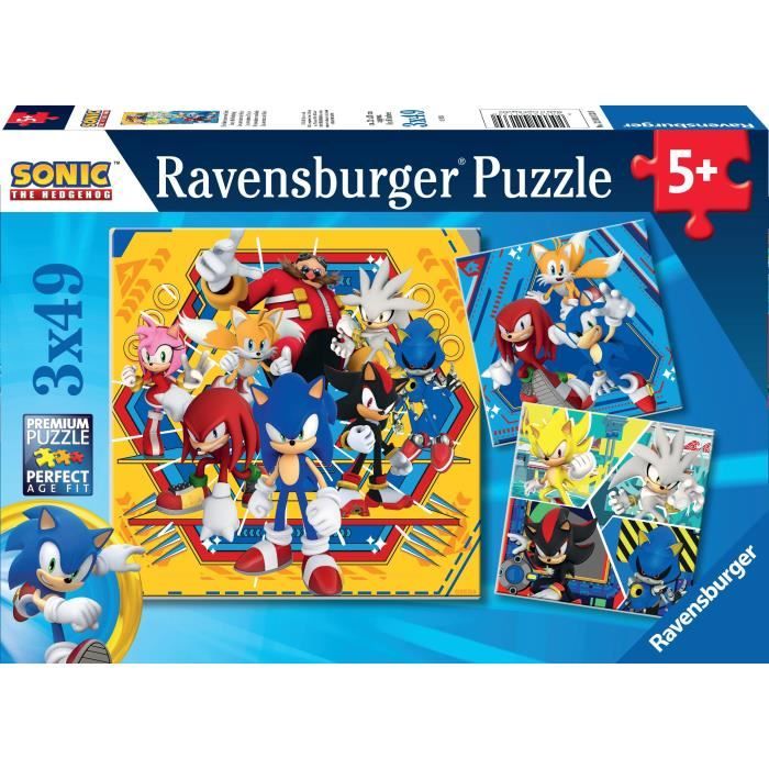 Ravensburger-Puzzles 3x49 pieces - The adventures of Sonic-4005555011330-From 5 years old