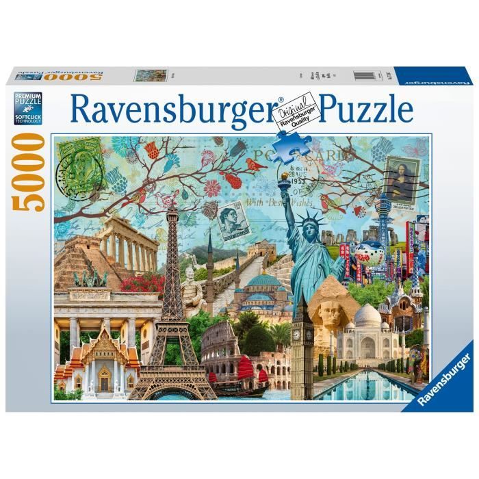 5000 piece puzzle - Postcard of Monuments - Adults and children aged 14 - Cities and monuments - 17118 - Ravensburger
