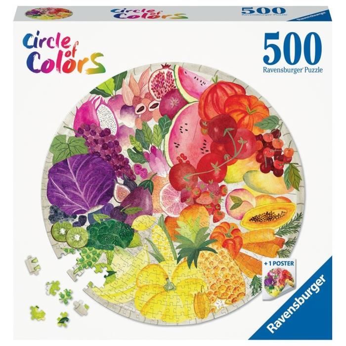 Ravensburger - 500 Piece Round Puzzle - Fruits and Vegetables (Circle of Colors)