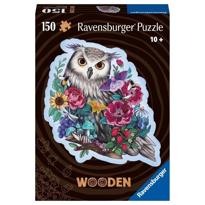 Wooden puzzle - Shape - 150 pcs - Floral owl