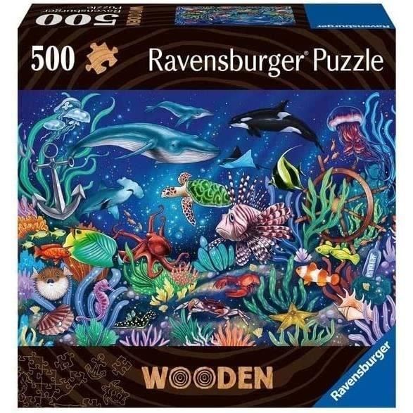 Wooden puzzle - rectangular - 500 pcs - colorful marine world - adult - 00017515