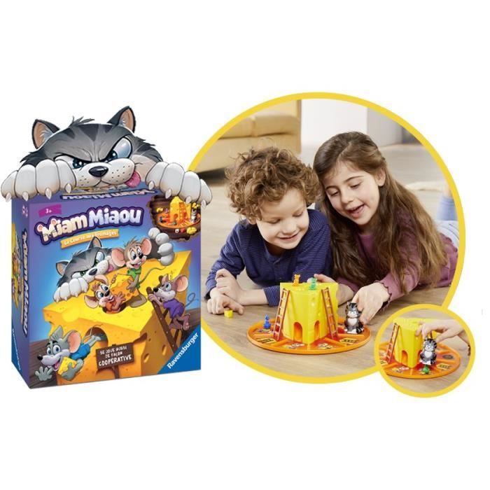 Miam Miaou - Ravensburger - The cheese race - Board game Children - 3 levels of difficulty - 2 to 4 players - From 3 years