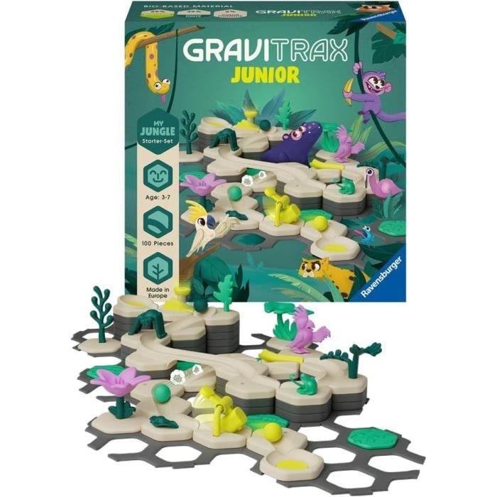 Gravitrax Junior - Starter Set My Jungle 97 pieces - Marble circuit - Creative construction game - Ravensburger - Ages 3 and up