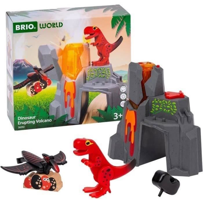 Brio Erupting Volcano Dinosaur - Wooden Train Set Accessory - Battery-Free/Magnet Play Action - Ages 3 and Up -