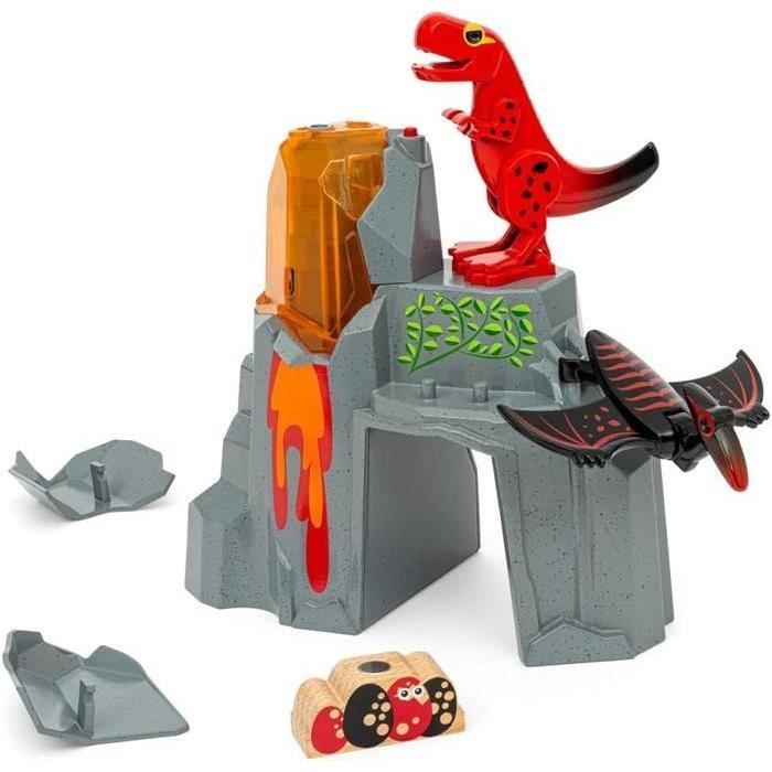 Brio Erupting Volcano Dinosaur - Wooden Train Set Accessory - Battery-Free/Magnet Play Action - Ages 3 and Up -