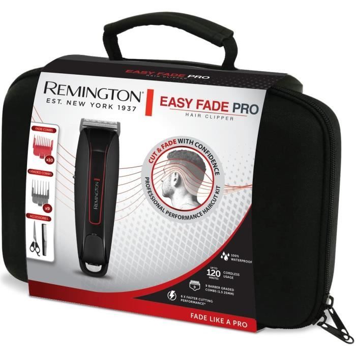 REMINGTON HC550 Easy Fade Pro Hair Clipper  Cordless  Waterproof  Fixed, Faded and Ear Guides
