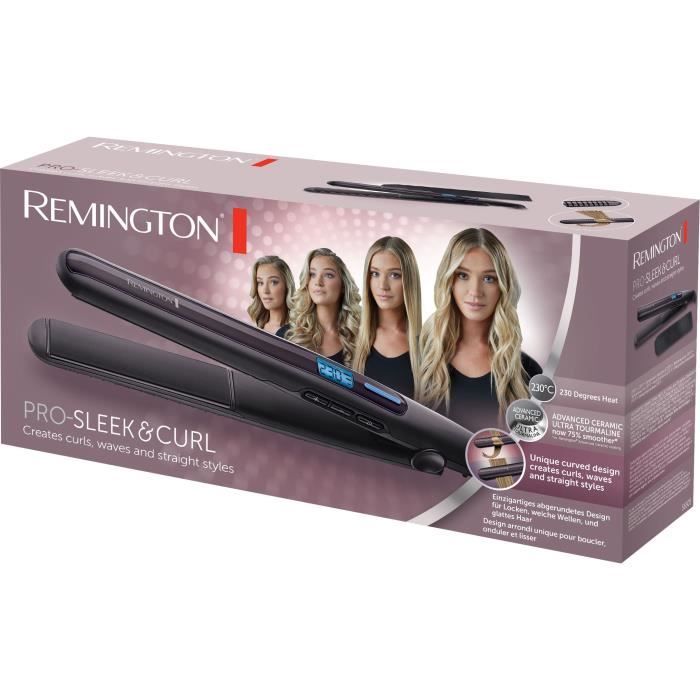 REMINGTON S6505 PRO-SLEEK & CURL Straightener and Curler - 230°C - Fast Heat-up - Turbo - Pouch - Black