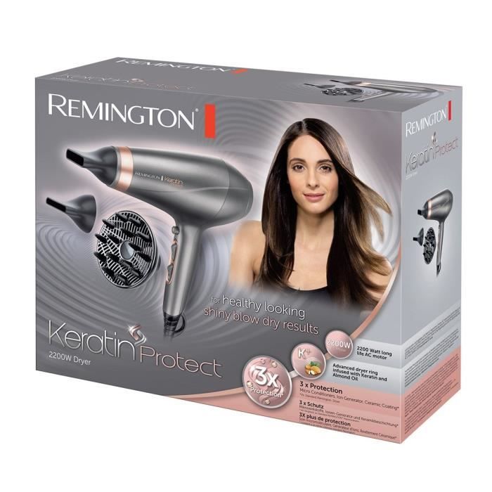 REMINGTON AC8820 Keratin Protect Hair dryer 2200W - 2 concentrators + 1 diffuser - Gray