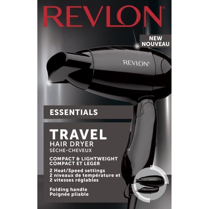 REVLON RVDR5305E - Travel hairdryer - 1200 W - 2 heats - 2 speeds - Bi-voltage foldable handle