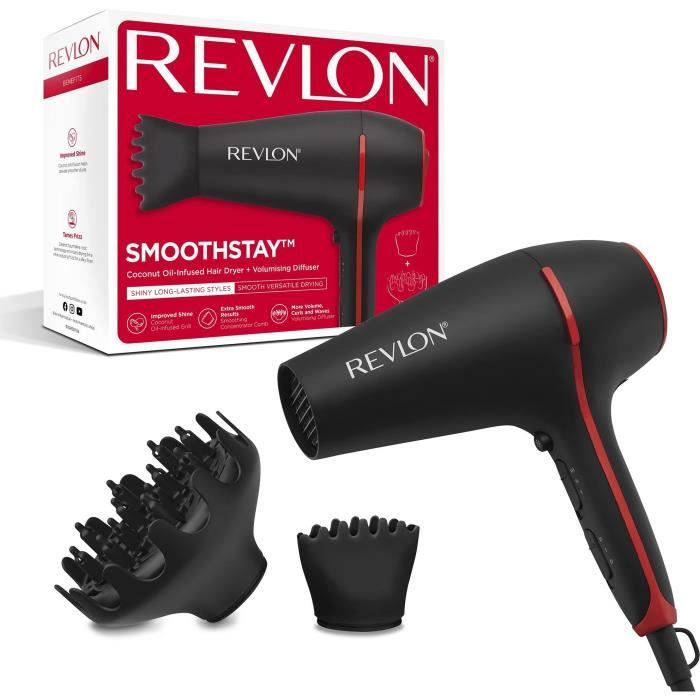 Smooths Smoothstay Revlon RVDR5317 - Infused with coconut oil + volummer diffuser