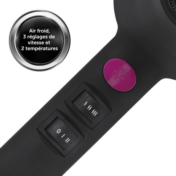 Hairdryer - REVLON - RVDR5251E - Perfect Heat - 2000 W - AC motor - 2 speeds - Black / Pink